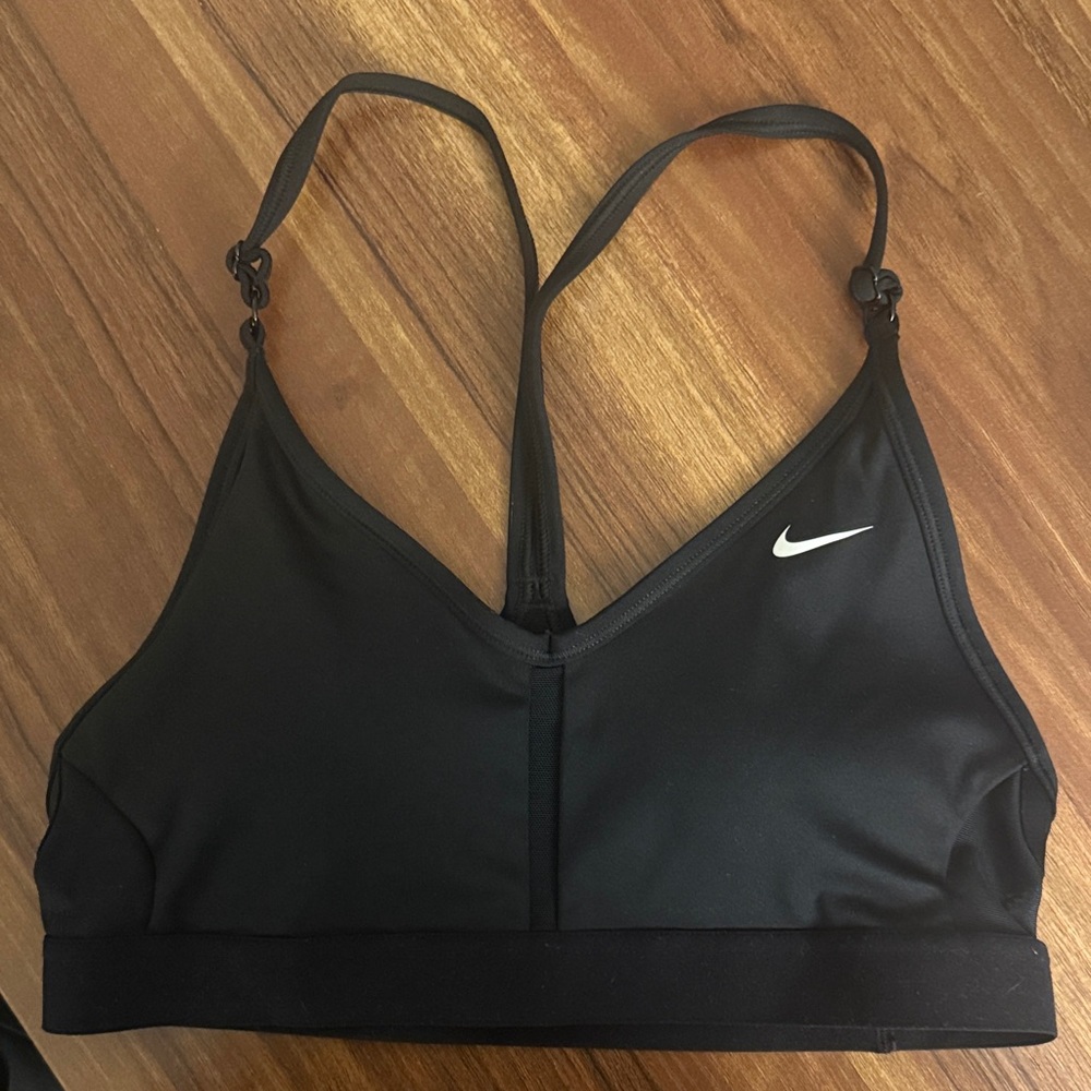 Nike Women's Black Sports Bra with White Logo